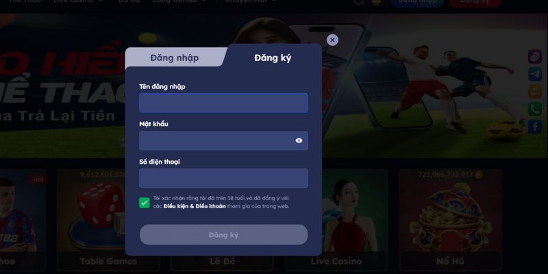 Bước 2: Điền thông tin cá nhân vào các ô yêu cầu trên trang đăng ký
