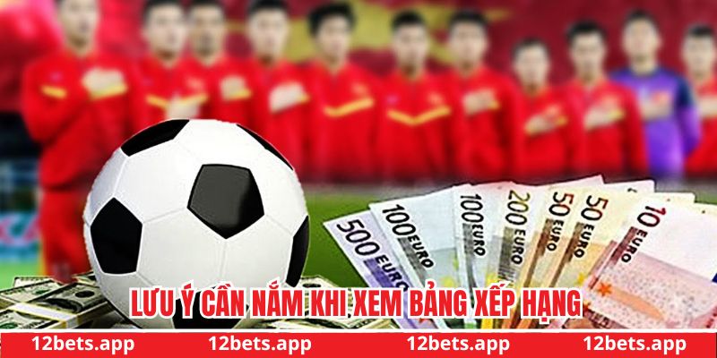 Chú ý cần nắm khi xem bảng xếp hạng